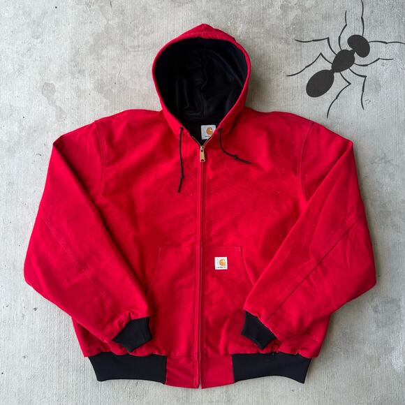 Vintage Y2K Carhartt red hooded work wear jacket - Picture 1 of 7